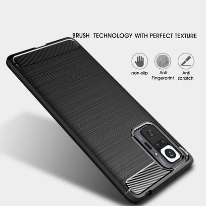 Black brushed TPU case with carbon-fiber corner accents for Xiaomi Redmi Note 10 Pro