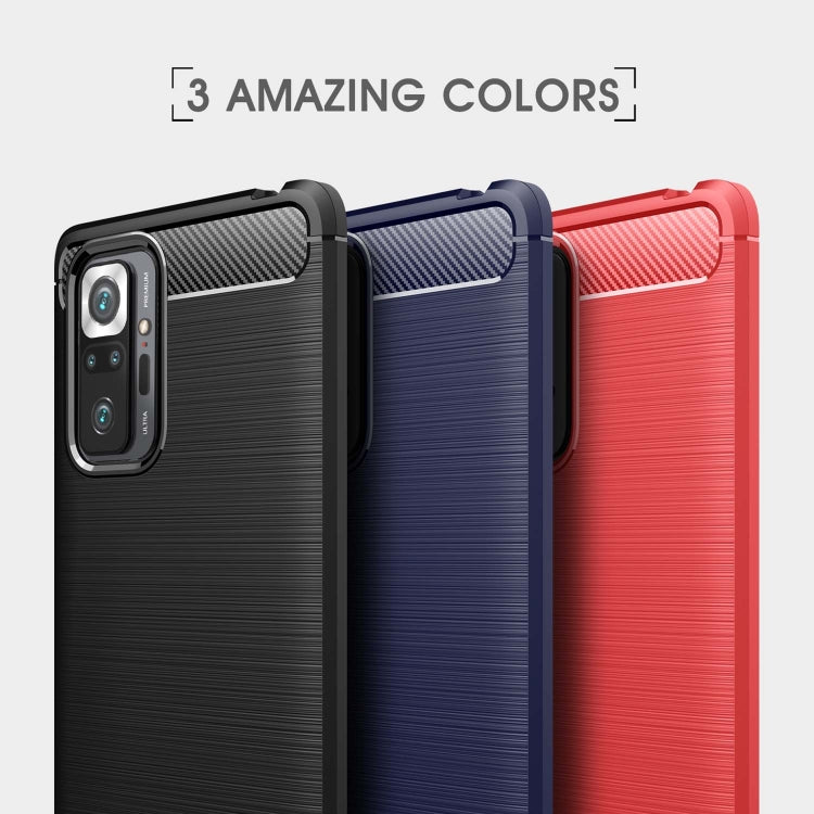 Carbon fiber TPU phone case for Redmi Note 10 Pro, brushed black navy red