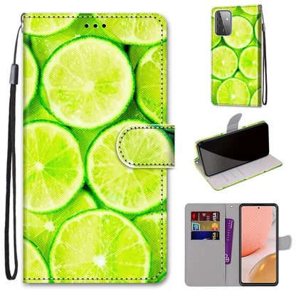 Green lime fruit pattern flip PU leather phone wallet case with card slots and wrist strap