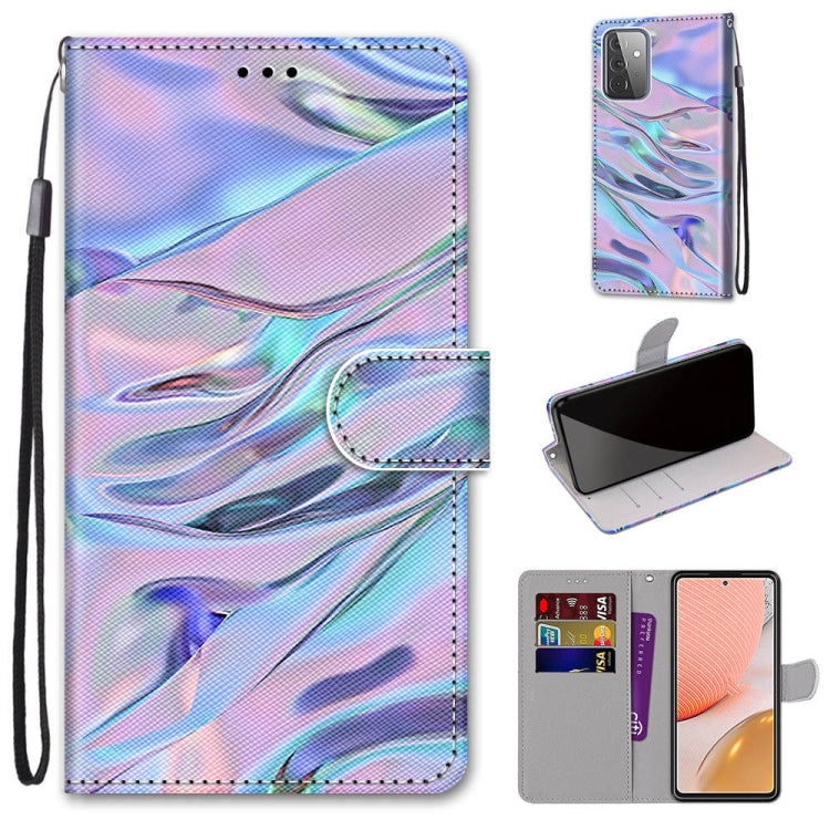 Pastel abstract waves flip PU leather phone wallet case with card slots and wrist strap