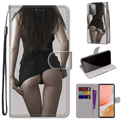 White PU leather phone wallet case with black silhouette print and horizontal flip cover