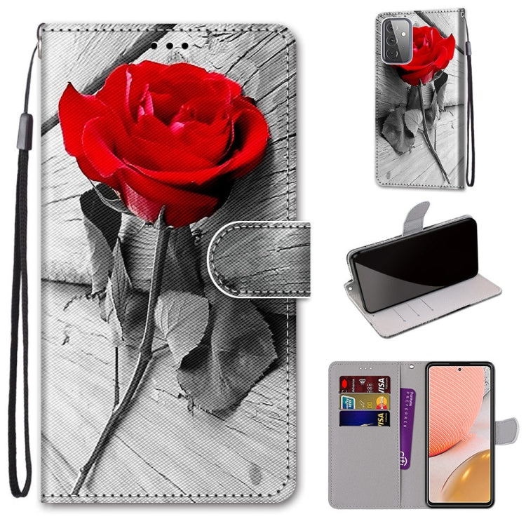 Light PU leather phone wallet case with red rose artwork and horizontal flip cover