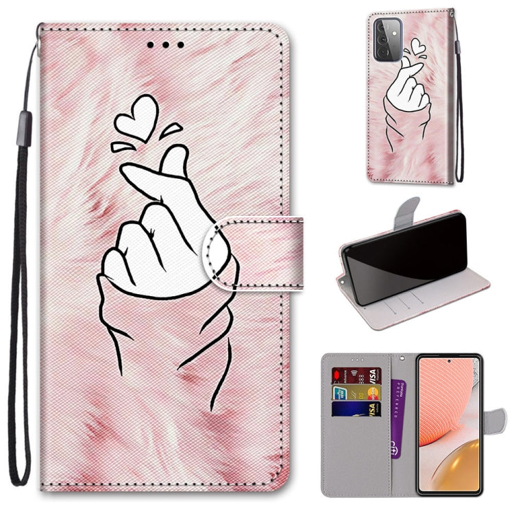 Light PU leather phone wallet case with hand-doodle heart graphic and horizontal flip cover