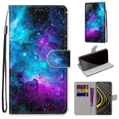 PU leather flip wallet phone case with card slots and lanyard; galaxy space print