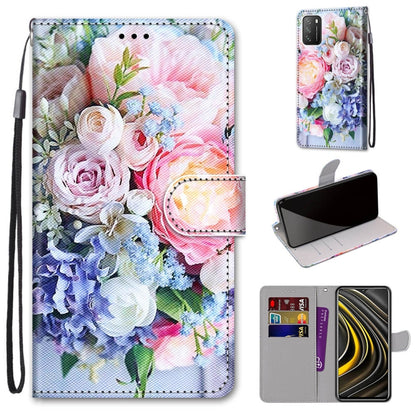 Floral PU leather phone wallet case with flip cover, card slots, and wrist strap
