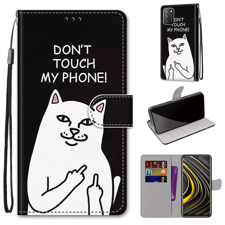 Cat-themed PU leather phone wallet case with flip cover, card slots, and wrist strap