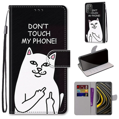 Cat-themed PU leather phone wallet case with flip cover, card slots, and wrist strap