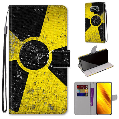 PU leather wallet phone case with lanyard, yellow and black abstract figure print, flip cover