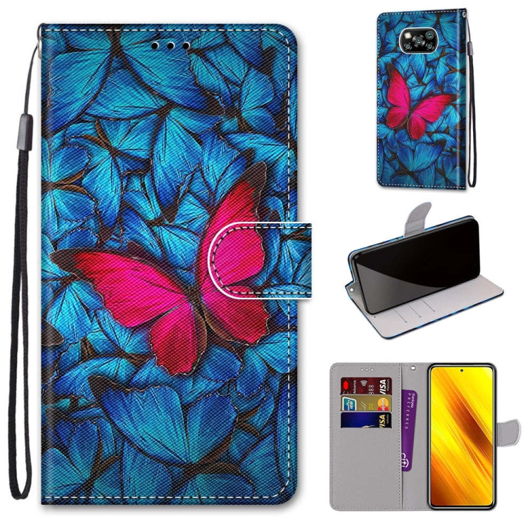 PU leather wallet phone case with lanyard, blue floral leaf print with pink flower, flip cover