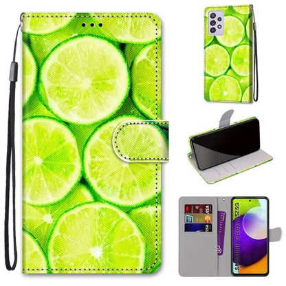 Lime citrus-print PU leather phone case with wrist strap and card slots