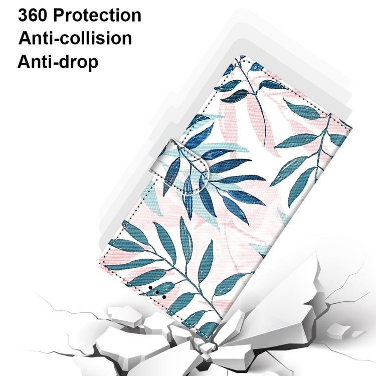 Leaf-print PU leather phone case with wrist strap and protective folio cover