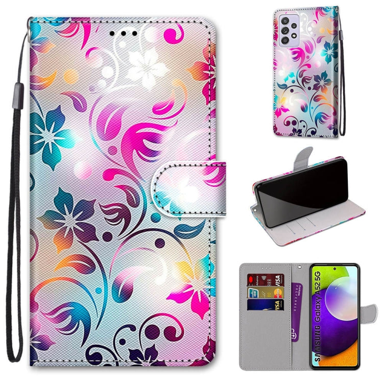 Colorful PU leather phone wallet case with flip cover, card slots, and lanyard; floral swirl print