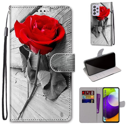 Black and white PU leather phone wallet case with flip cover, card slots, and lanyard; red rose