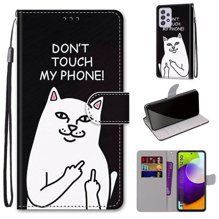 Black cat text “DON’T TOUCH MY PHONE” flip PU leather phone wallet case with card slots