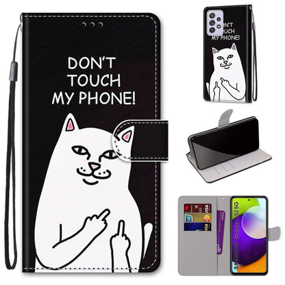 Black cat text “DON’T TOUCH MY PHONE” flip PU leather phone wallet case with card slots