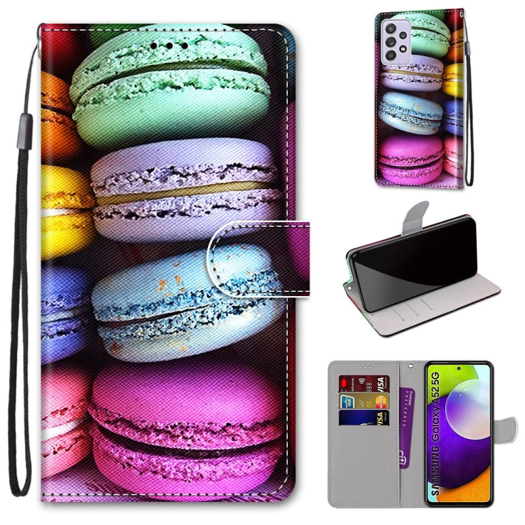 Colorful macarons flip PU leather phone wallet case with card slots and wrist strap