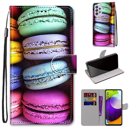 Colorful macarons flip PU leather phone wallet case with card slots and wrist strap