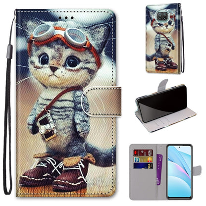 Phone wallet case with lanyard strap, cat print, folio cover, card slots, magnetic clasp