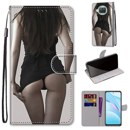 PU leather phone wallet case with lanyard; black-and-white portrait print, flip cover