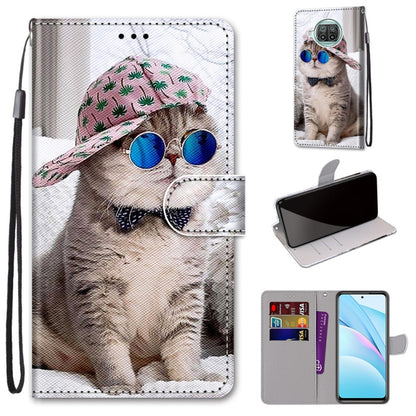 Phone wallet case with lanyard, flip cover, card slots; pug dog portrait with cactus hat.