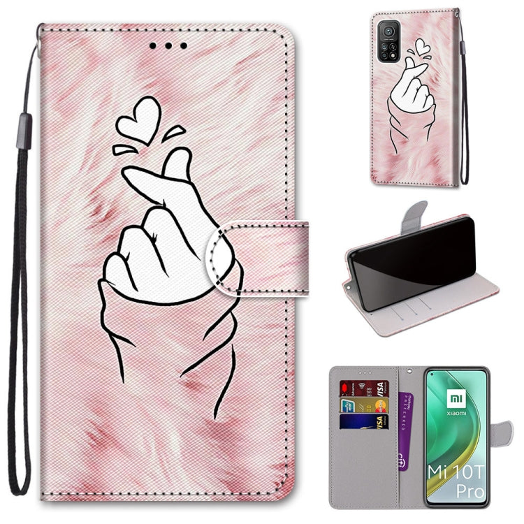 PU leather phone case with lanyard strap, card slots, and holder; pink tint with black hand drawing