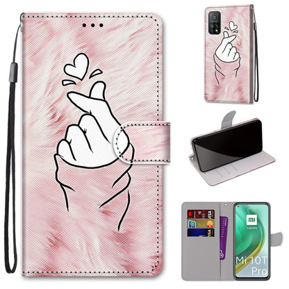 PU leather phone case with lanyard strap, card slots, and holder; pink tint with black hand drawing