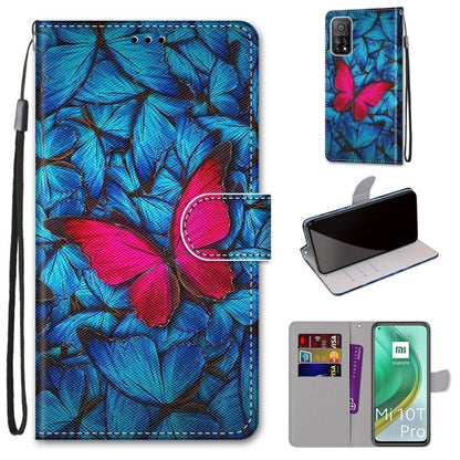 Blue floral PU phone wallet case with flip cover, card slots, and wrist strap