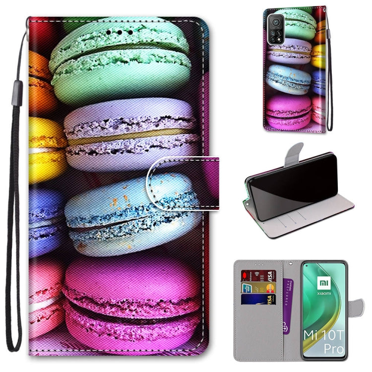 Colorful macaron PU phone wallet case with flip cover, card slot, and wrist strap