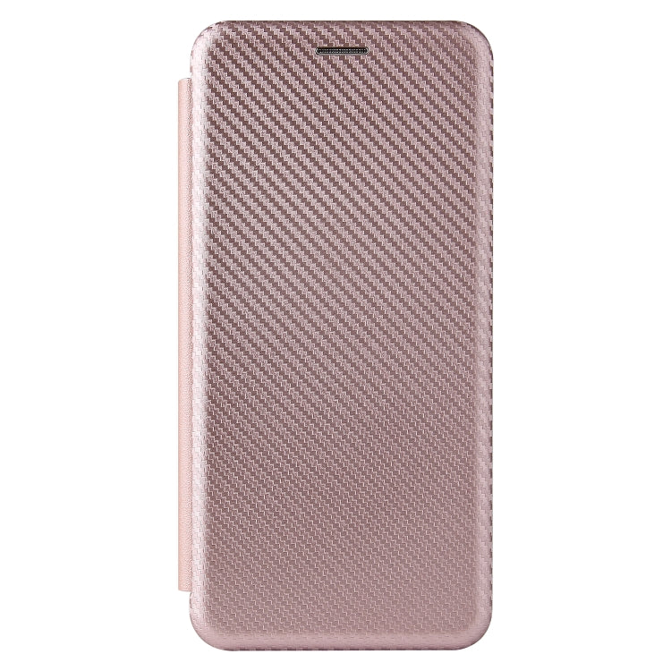 Pink carbon fiber texture magnetic flip case, full back view