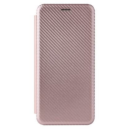 Pink carbon fiber texture magnetic flip case, full back view