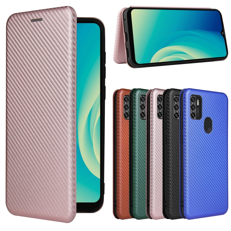 Carbon fiber texture magnetic flip phone cases in multiple colors with card slots