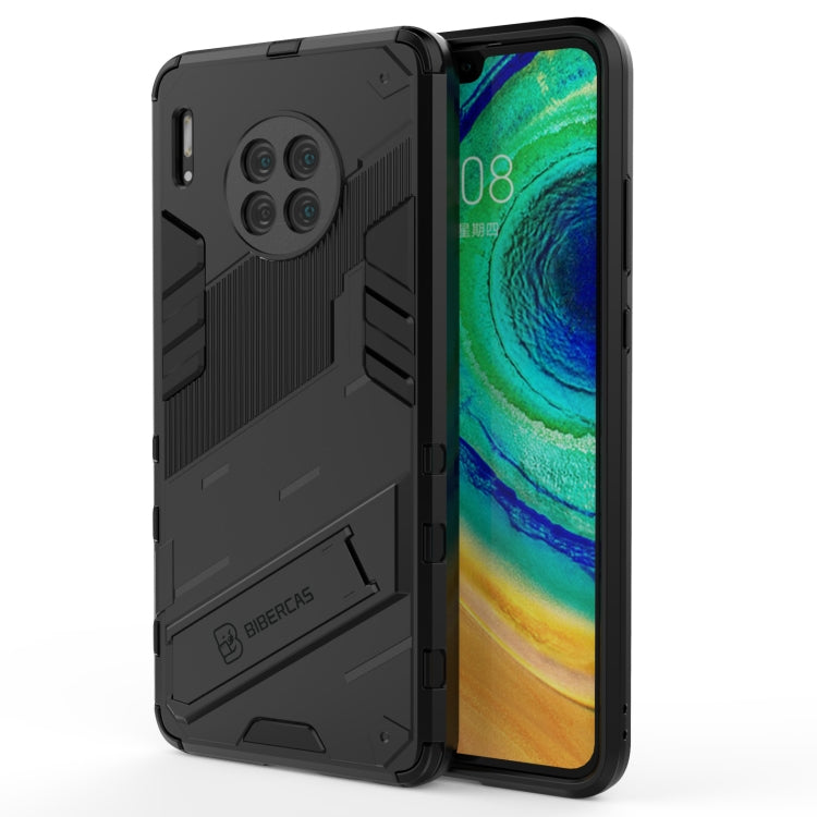 Black rugged 2-piece phone case with TPU shockproof cover and kickstand