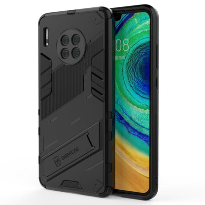 Black rugged 2-piece phone case with TPU shockproof cover and kickstand