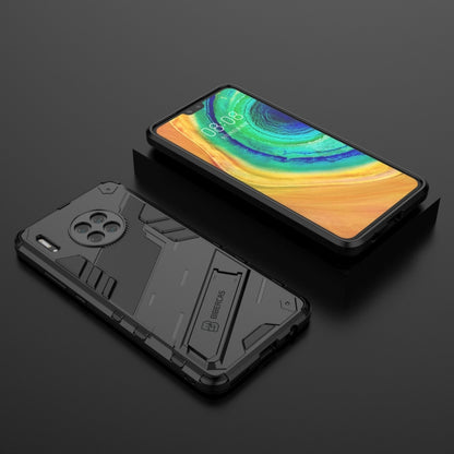 Black shockproof phone case with TPU cover, lying flat with screen-side visible