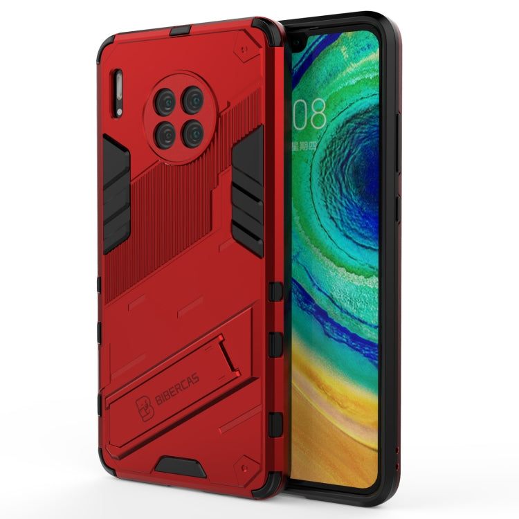 Rugged armor phone case with camera cutouts, red, shockproof style
