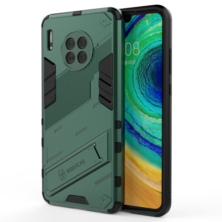 Rugged green phone case with textured armor, shockproof TPU, camera cutouts and grips
