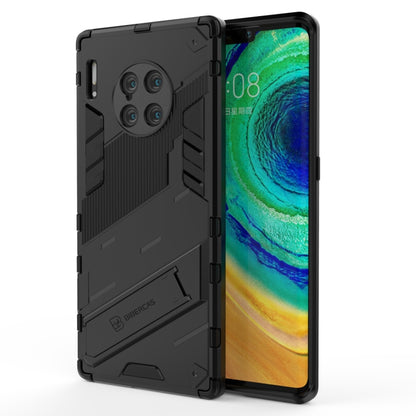 Black rugged phone case with TPU cover and kickstand, front screen and back shown