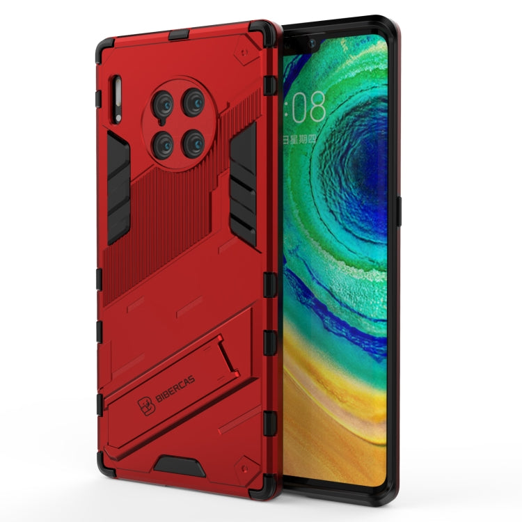 Rugged armor phone case with camera cutouts, red, shockproof style