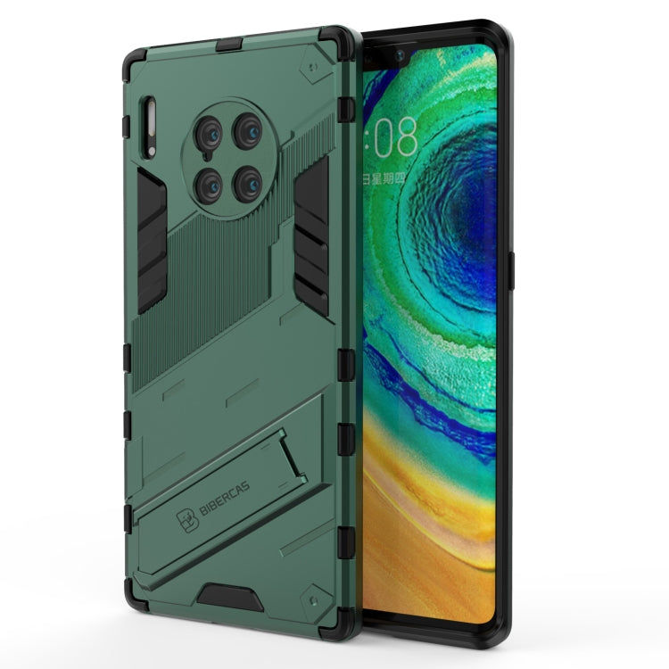 Rugged green phone case with textured armor, shockproof TPU, ports and camera openings