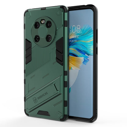 Rugged green phone case with kickstand, shockproof TPU, camera cutouts and raised edges