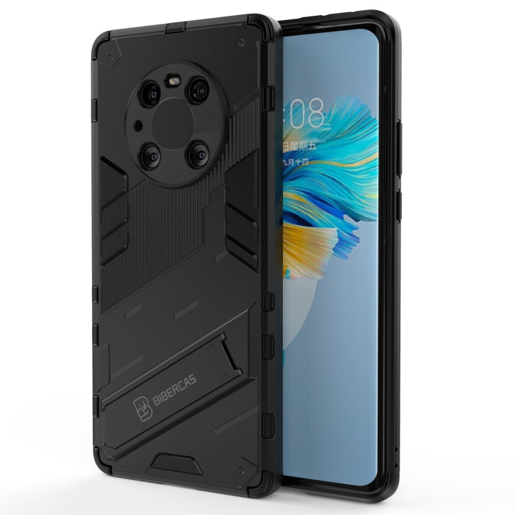 Black rugged shockproof case with TPU cover and raised edges, front and back view