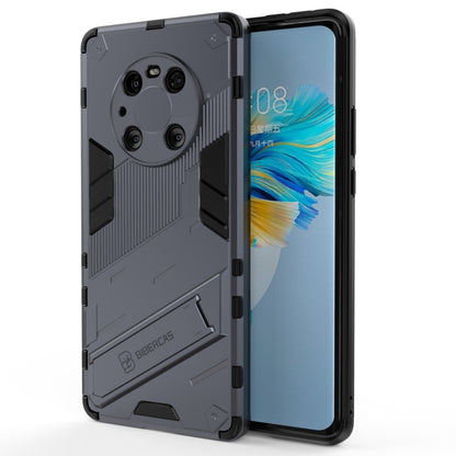 Rugged dark gray phone case with kickstand, shockproof TPU, cutouts for ports