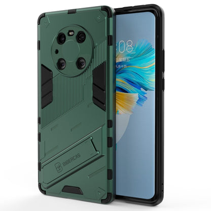 Rugged green phone case with textured armor panels, shockproof TPU, side protection