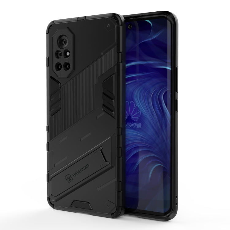 Black rugged phone case with TPU shockproof cover, camera protection, front view