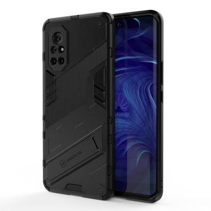 Black rugged phone case with TPU shockproof cover, camera protection, front view