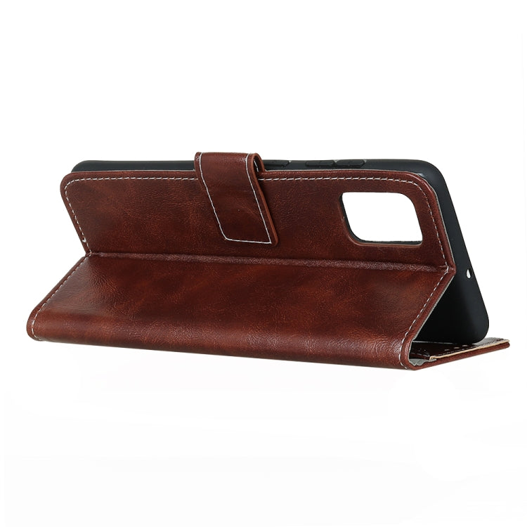 Brown leather flip phone case with stand cover and cutout handle