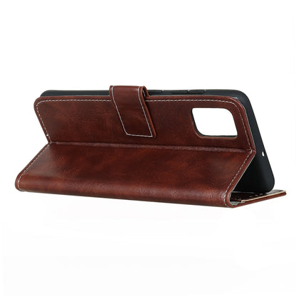 Brown leather flip phone case with stand cover and cutout handle