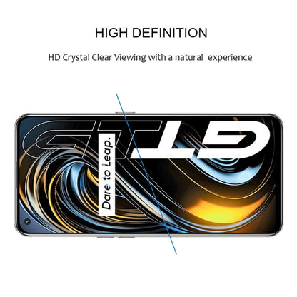 Full-screen tempered glass screen protector on smartphone display, clear and high definition