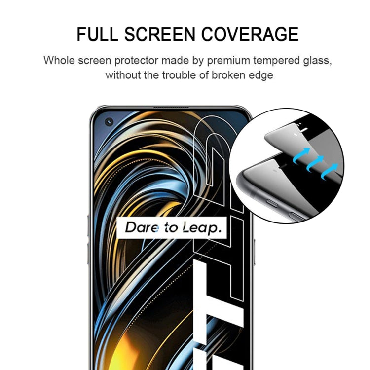 Tempered glass screen protector with full-coverage fit detail shown in an inset