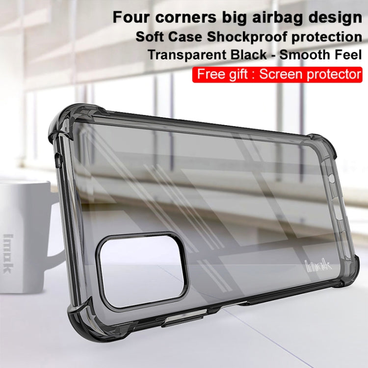 Shockproof TPU phone case with transparent black frame, front camera and side cutouts